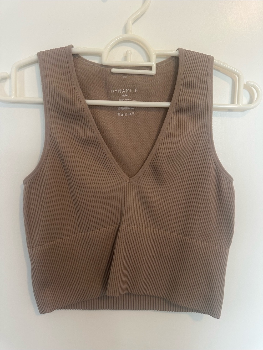 Dynamite, Women’s Brown Ribbed Crop Top, Size Medium